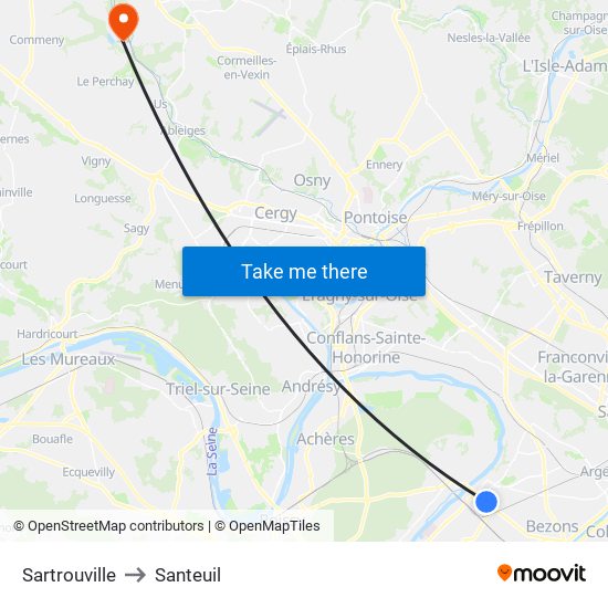 Sartrouville to Santeuil map