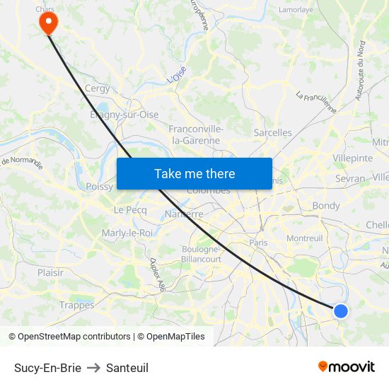 Sucy-En-Brie to Santeuil map