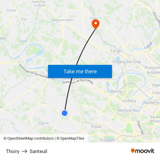 Thoiry to Santeuil map