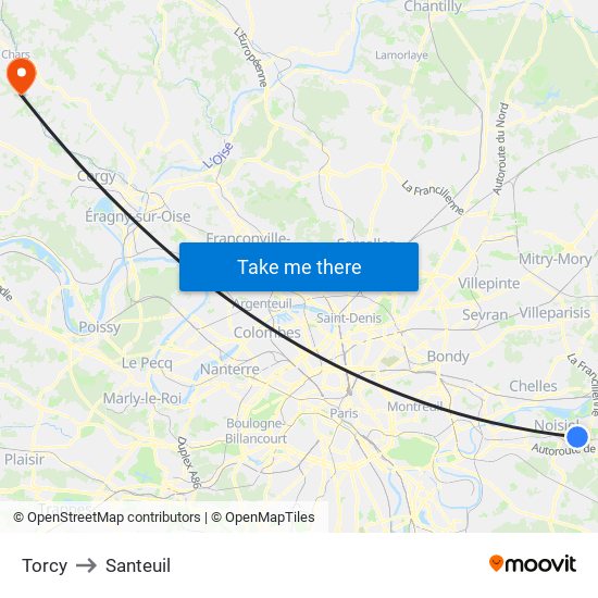 Torcy to Santeuil map