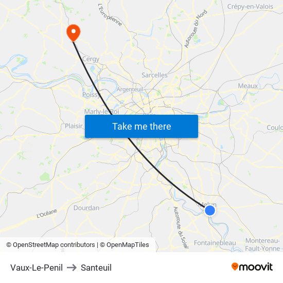 Vaux-Le-Penil to Santeuil map