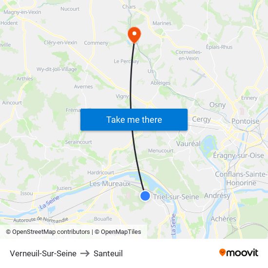 Verneuil-Sur-Seine to Santeuil map
