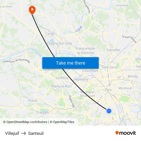 Villejuif to Santeuil map