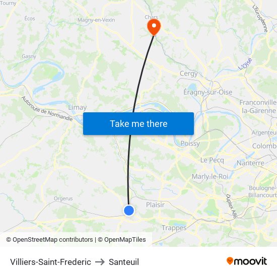 Villiers-Saint-Frederic to Santeuil map