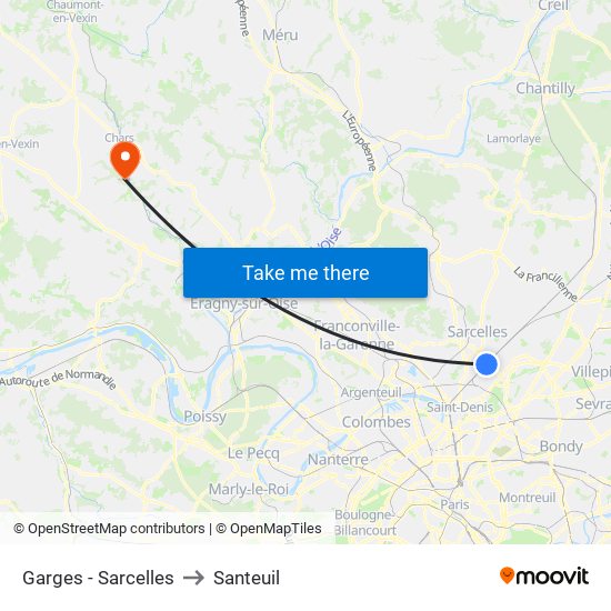 Garges - Sarcelles to Santeuil map