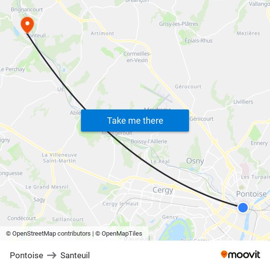 Pontoise to Santeuil map