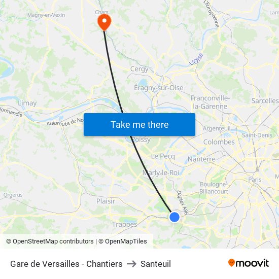 Gare de Versailles - Chantiers to Santeuil map