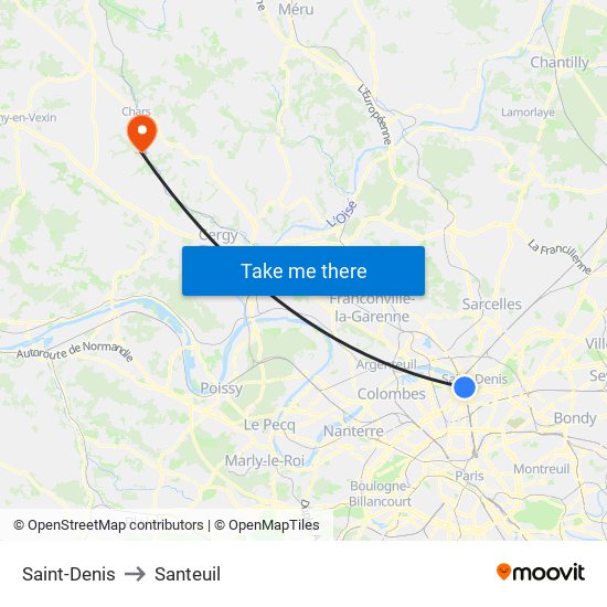 Saint-Denis to Santeuil map