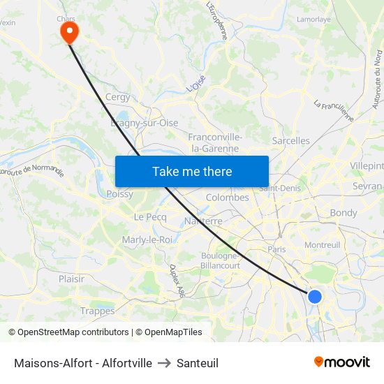 Maisons-Alfort - Alfortville to Santeuil map