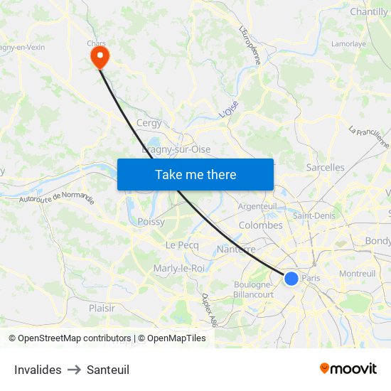 Invalides to Santeuil map