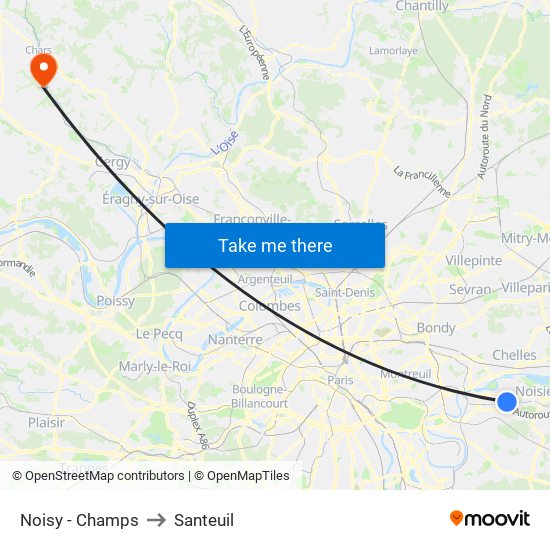 Noisy - Champs to Santeuil map