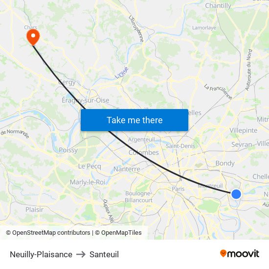 Neuilly-Plaisance to Santeuil map