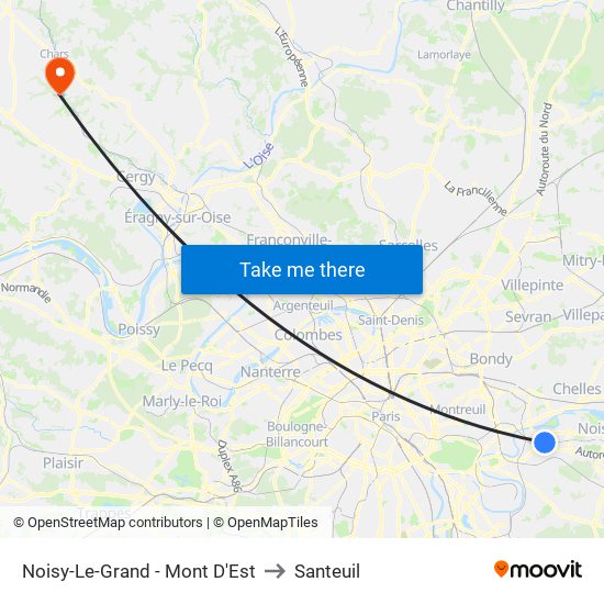 Noisy-Le-Grand - Mont D'Est to Santeuil map