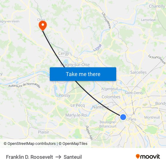 Franklin D. Roosevelt to Santeuil map