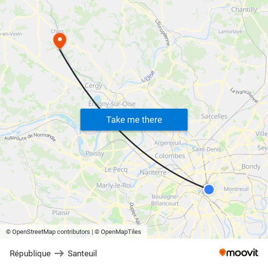 République to Santeuil map