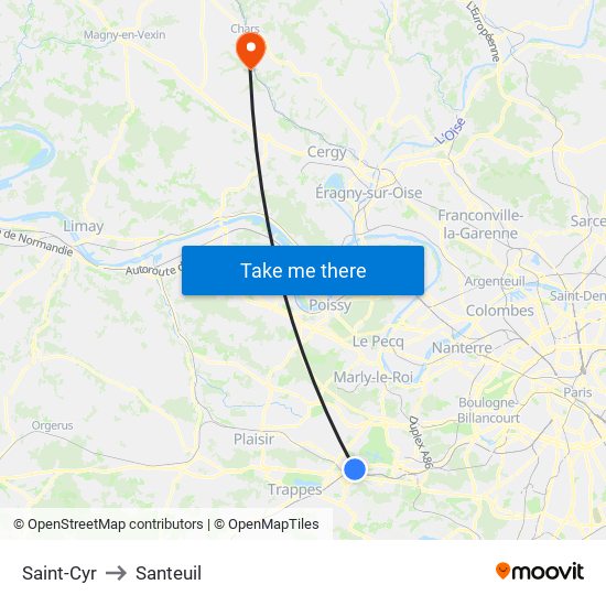 Saint-Cyr to Santeuil map