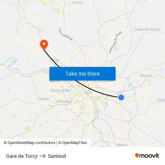 Gare de Torcy to Santeuil map