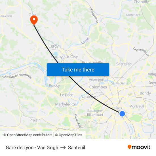 Gare de Lyon - Van Gogh to Santeuil map