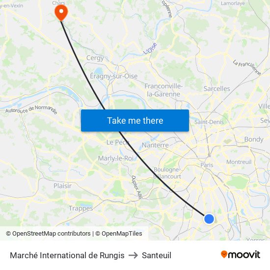 Marché International de Rungis to Santeuil map