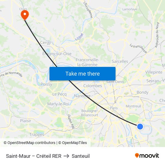 Saint-Maur – Créteil RER to Santeuil map