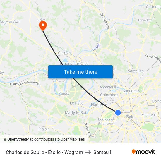 Charles de Gaulle - Étoile - Wagram to Santeuil map