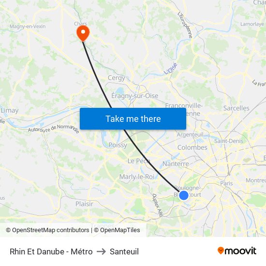 Rhin Et Danube - Métro to Santeuil map