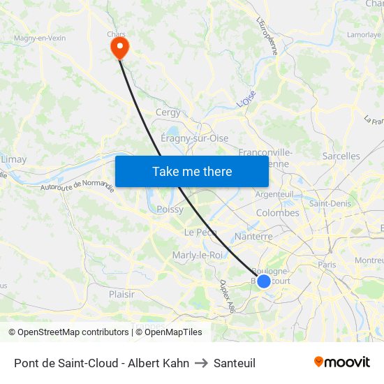 Pont de Saint-Cloud - Albert Kahn to Santeuil map
