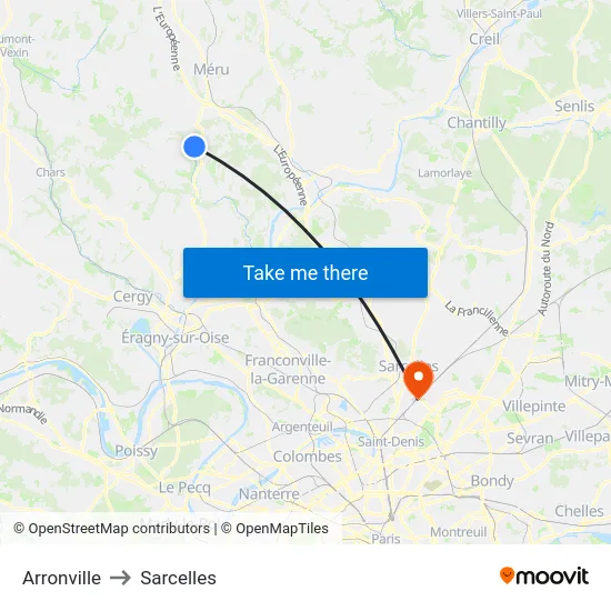 Arronville to Sarcelles map
