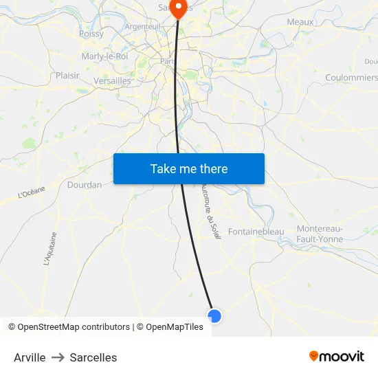 Arville to Sarcelles map