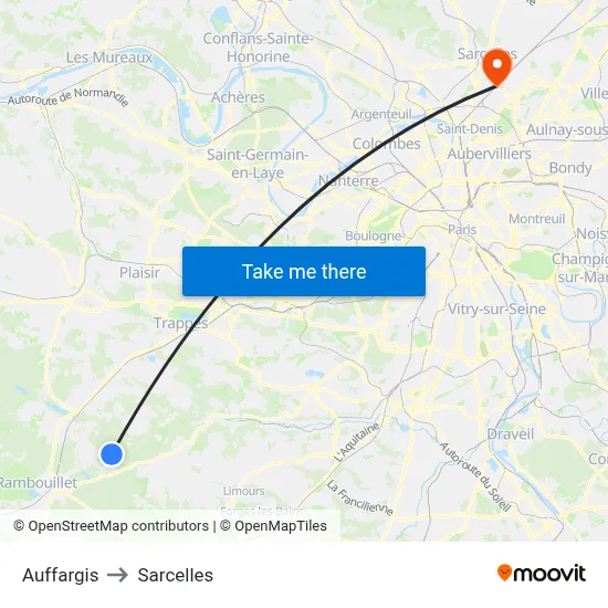 Auffargis to Sarcelles map