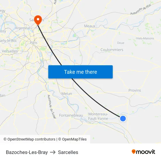 Bazoches-Les-Bray to Sarcelles map