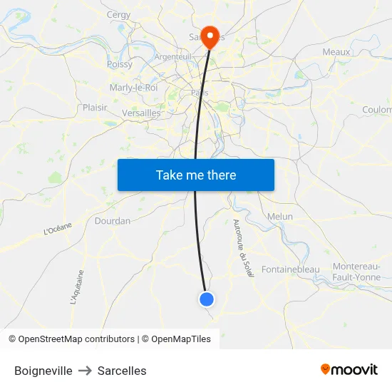 Boigneville to Sarcelles map