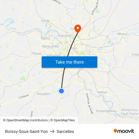 Boissy-Sous-Saint-Yon to Sarcelles map