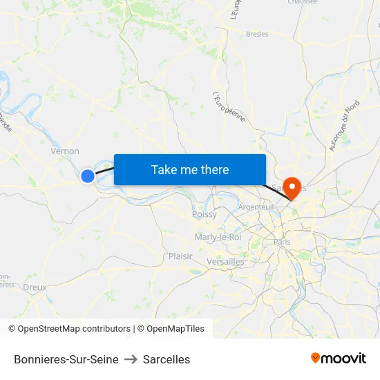 Bonnieres-Sur-Seine to Sarcelles map