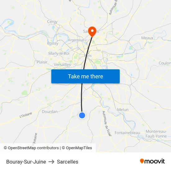 Bouray-Sur-Juine to Sarcelles map
