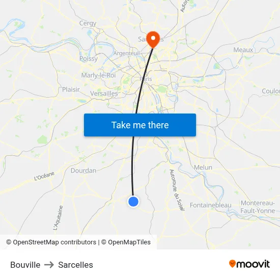 Bouville to Sarcelles map