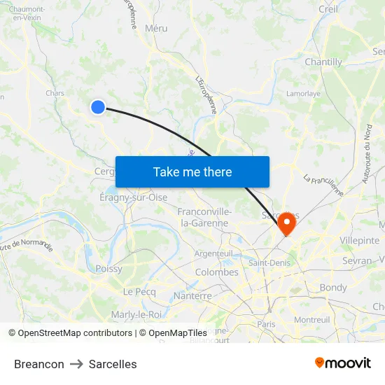 Breancon to Sarcelles map