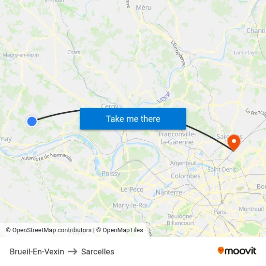 Brueil-En-Vexin to Sarcelles map
