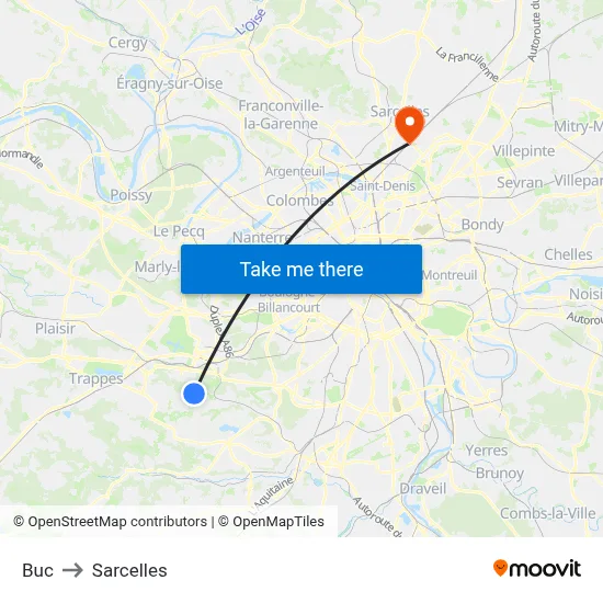 Buc to Sarcelles map
