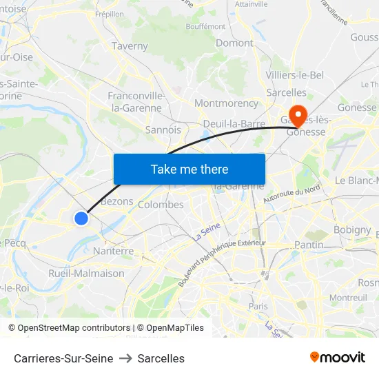 Carrieres-Sur-Seine to Sarcelles map
