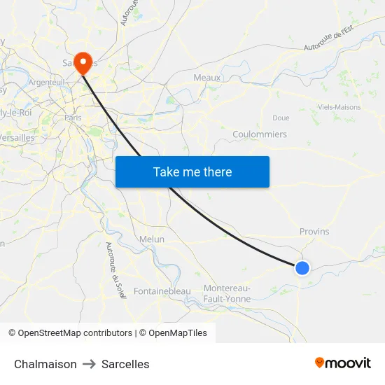 Chalmaison to Sarcelles map