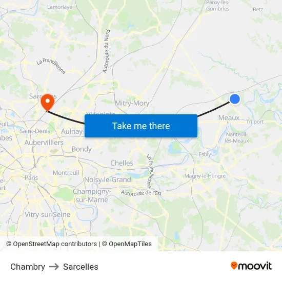 Chambry to Sarcelles map
