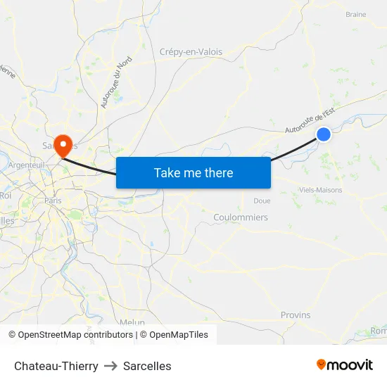 Chateau-Thierry to Sarcelles map