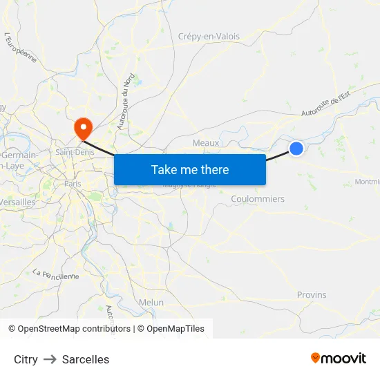 Citry to Sarcelles map
