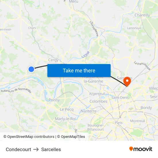 Condecourt to Sarcelles map