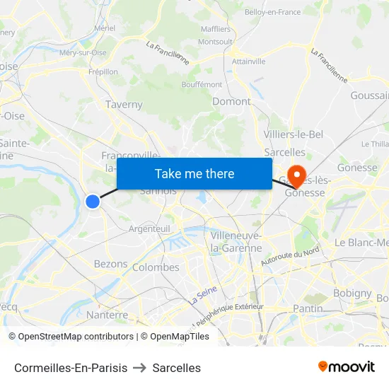 Cormeilles-En-Parisis to Sarcelles map
