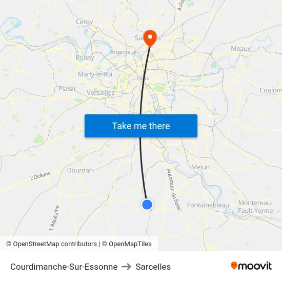 Courdimanche-Sur-Essonne to Sarcelles map