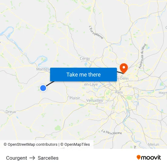 Courgent to Sarcelles map