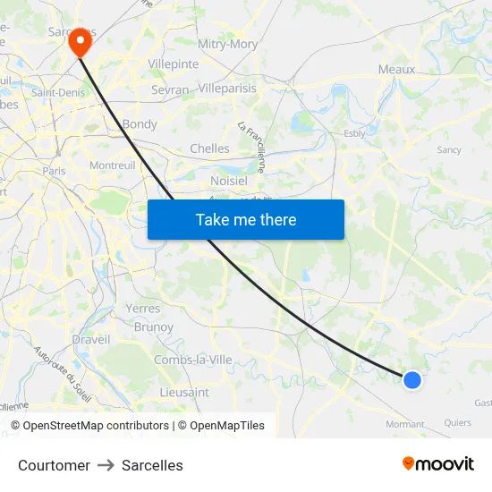 Courtomer to Sarcelles map