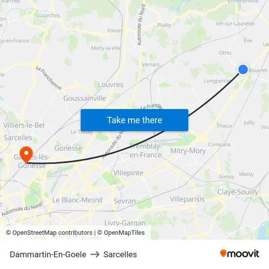 Dammartin-En-Goele to Sarcelles map